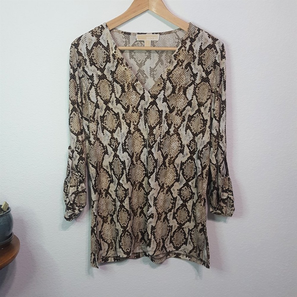 Michael by Michael Kors V Neck Snake Skin Print